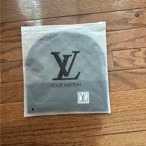 Louis Vuitton Gray Knit Beanie with Gold Logo Tag